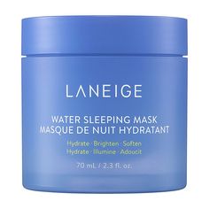 What it is: A Korean overnight mask formulated with niacinamide, squalane, and a probiotic-derived complex for hyper-hydrated, glowing skin.Skin Type: Normal, Dry, Combination, and OilySkincare Concerns: Dryness, Dullness, and Loss of Firmness and ElasticityFormulation: MaskHighlighted Ingredients:- Probiotic-Derived Complex (Lactobacillus Ferment Lysate and Trehalose): Delivers a hydrated glow while supporting skin's moisture barrier.- Squalane: Is a hydrating ingredient that mimics skin's natu Laneige Water Mask, Water Sleeping Mask Laneige, Laneige Moisturizer, Sephora Laneige, Laneige Sephora, Best Hydrating Face Mask, Laneige Sleeping Mask, Laneige Skincare, Skincare Sephora