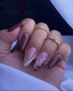 Dark Autumn Nails, Brown Nails Ideas, Brown Nail Designs, Barbie Wallpaper, Brown Acrylic Nails, Brown Nail, Brown Nails Design, Boho Nails, Sassy Nails