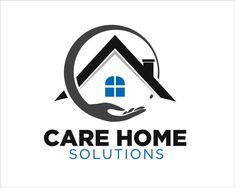 the logo for care home solutions, which is designed to look like a house with hands holding