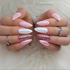 Colorful Classy Nails, Long Almond Nails Designs Classy, Matte Manicure, Almond Designs, Perfect Summer Nails, Trendy Almond Nails, Trendy Nail Designs, Ombre Design