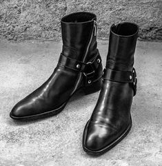 #ad Premium Quality Handmade Mens Black Leather Ankle boots, Side zipper Rock style boots for mens , Fashion Mens Shoes Mens Biker Boots, High Ankle Boots, Ankle Boots Men, Black Motorcycle, Marble Statues, Harness Boots, Estilo Punk, Zipper Boots, Style Boots