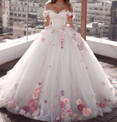 Luxury Ball Gown Wedding Dresses 2021 Sweetheart Off Shoulder Pink Flower Bridal Gown Backless Sweep Train Bride Dress Plus Size,911 on Storenvy Wedding Dress With Pink, Puffy Wedding Dresses, Off Shoulder Ball Gown, Poofy Dress, Big Wedding Dresses, Backless Bridal Gowns, Pink Wedding Dress, Floral Wedding Dress, White Wedding Dress