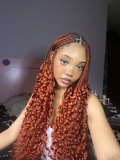 #ginger #knotlessboxbraids #braids Ginger Braids Goddess, Ginger Braids With Curly Ends, Ginger Attachment Braids, Box Braids Baddie, Ginger Braids Black Roots, Ginger Cornrows Braids, 2 Color Braids, Knotless Ginger Braids, Ginger Twist Braids