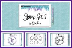 the stamp set is designed to look like it has been made with stamps and ink