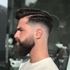 Mid Fade With Beard, Hairstyle With Beard For Men, Side Haircut Men, Faded Beard Styles, Top Haircuts For Men, Long Beard Styles, Hair Cut Guide, Mens Hairstyles Fade, Mens Hairstyles With Beard