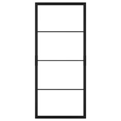 a black and white line drawing of a door with three panes on each side