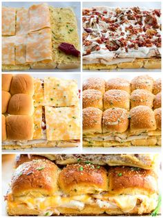 several different types of sandwiches and breads