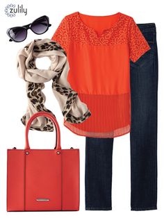 Orange Tops For Women, Orange Tops, Leopard Pants, Coral Top, Top Jeans, Leopard Scarf, Fix Credit, Nice Colors, Red Leopard