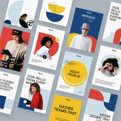 an assortment of brochures designed to look like people