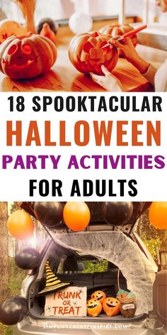 halloween party activities for adults with pumpkins and decorations