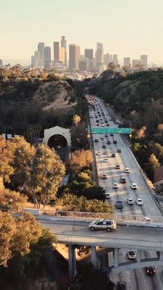 an aerial view of the freeway in los angeles