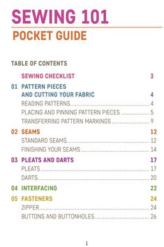 the sewing 101 pocket guide is shown