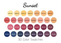 the color swatches for sunset