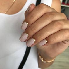 Nails Crome Nail, Nails With Gold, Milky Nails, Nails Fun, New Nail Designs, Matte Nails Design, Gold Nail, Glass Nails, Trendy Nail Design