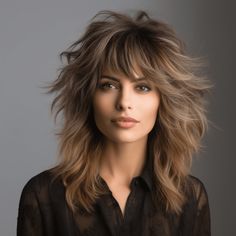 54 Trending Wolf Haircut Ideas for 2023 Shag Haircut Thick Straight Hair, Shag Hair 2023, Wolf Haircut Woman Medium, Womens Wolf Haircut, Choppy Layered Haircuts For Medium Hair With Bangs, Long Shag Haircut For Fine Hair, Multiple Layers Haircut, Mid Length Shag Haircut With Bangs, Really Layered Hair