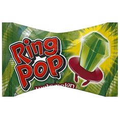 a candy bar with the word ring pop on it's front and bottom corner