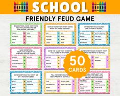 the back to school game is shown with colorful crayons and pencils on it