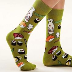 Fun Sushi Socks The perfect pair of socks for the Sushi Lover. Attention getting design - Guaranteed to start a conversation Up your Sock Game with these fun socks! High-quality fabric that will not rip or tear - Very Comfortable. Best if washed in cold water. With your purchase, the Sock Panda donates socks. Sushi Socks, Food Socks, Silly Socks, Vintage Socks, Art Socks, Funky Socks, Leggings And Socks, Food Clothes, Crazy Socks