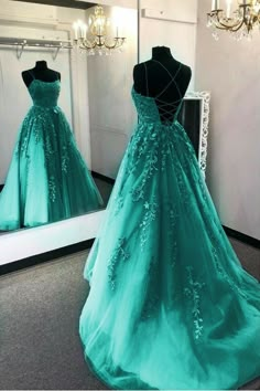 Fashion Green Lace Appliques Open Back Tulle Long Prom Dresses, Green Lace Formal Dresses, Green Evening Dresses EP1822 Formal Dresses Green, Green Evening Dresses, Prom Dresses Green, Green Evening Dress, Dresses Green