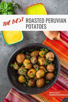 the best roasted peruvian potatoes in a black bowl