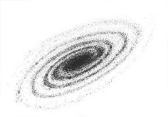 a black and white image of a spiral in the middle of a circle with dots on it