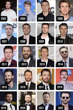 many different pictures of men with beards and glasses on them, all showing the same age