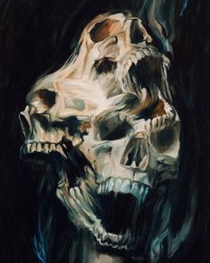 Illustration art of three morphed human skulls in agony Surreal Skull Art, Skull Art Painting, Cryptic Art, Horror Fantasy Art, Painting Skulls, Spooky Paintings, Skull Aesthetic, Scary Skull, Istoria Artei