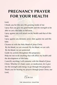 a woman in white dress with the words, pregnant prayer for your health