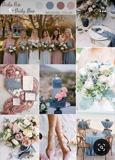 a collage of different wedding colors and details