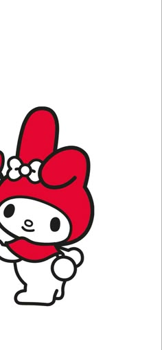 an image of a hello kitty with red hair and bow on it's head