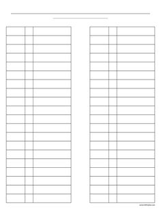 two rows of blank paper with numbers on each side and one row in the middle