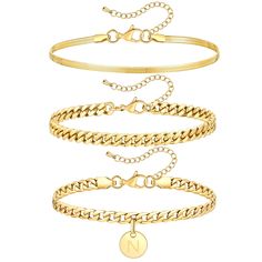 PRICES MAY VARY. 14k Gold Plated Anklet--These anklets are made of 316L surgical steel with 14k gold vacuum plating that keep its glossy color stunning like an solid Gold Anklet, dainty and elegant.Hypoallergenic and nickel free. 3Pcs Layered Ankles--3Pcs initial anklet bracelets of size-8.5 Inch+ 2 Inch extension are stacked in a set which are flat cuban link anklet/herringbone anklet/cuban anklet.You can wear it alone or layer them all. Comfortable and Long Time Color-Keeping--These womens ank Herringbone Anklet, Cuban Anklet, Cuban Link Anklet, Initial Anklet, Womens Ankle Bracelets, Anklets For Women, Ankle Jewelry, Women Anklets, Gold Anklet