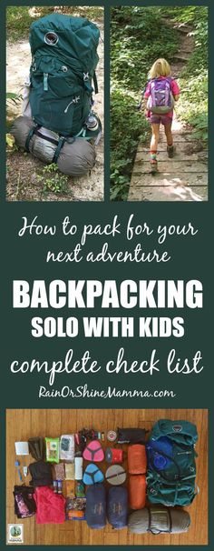 the back pack for backpacking with kids complete check list