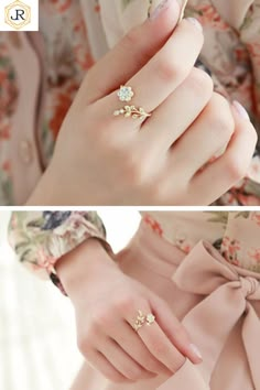 Blush Weddings, خواتم خطوبة, قلادات متدلية, Bohemian Weddings, Rings Gifts, Backyard Weddings, Leaf Flower, Gold Ring Designs, Fall Weddings