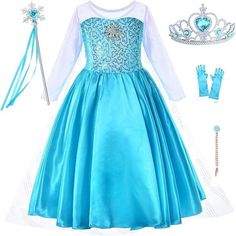 Made From Non-Itchy And Comfortable Fabric Great For Special Occasions Such As Halloween, Holidays, Birthdays Handwash And Line Dry Elsa Costume For Kids, Princess Costumes For Girls, Princess Fancy Dress, Princess Elsa Dress, Kids Police, Costume For Girls, Halloween Suits, Elsa Costume, Costumes Dresses