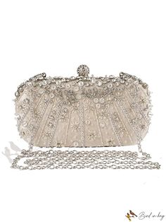 Bird in Bag - Crystal Rhinestone Clutch Bag Evening Handbag for Bridal Party and Special Occasions Rhinestone Clutch, Color Champagne, Evening Handbag, Champagne Color, Box Bag, Bird In Bag, Chain Styles, Crystal Rhinestone, Bridal Party