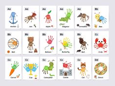 an image of children's handprints with animals and letters