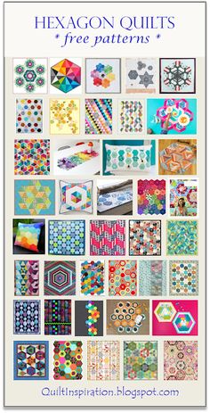 the cover of hexagon quilts free patterns, featuring many different designs and colors