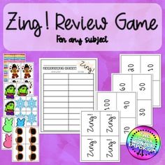 a purple background with the text,'zing review game for any subject