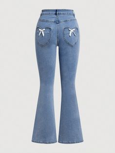 Flare Pants Women, Butterfly Flare Jeans, Cute Unique Jeans, Cute Jeans Flare, Cute Pants For Women, Low Rise Flair Jeans, Y2k Dark Wash Jeans, Blue Jean Bell Bottoms, Pink Flared Jeans