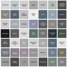 many different shades of gray are shown in the same color scheme, and each has an individual