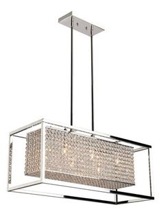 a rectangular chandelier with three lights hanging from it's center and bottom