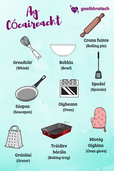 a poster with different types of cooking utensils