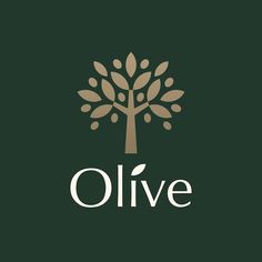 the olive logo is shown on a dark green background with white letters and an image of a tree