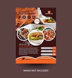 a restaurant flyer with an image of food