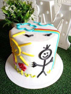 a birthday cake decorated with an image of a person