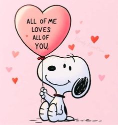 a cartoon dog holding a heart shaped balloon with the words all of me loves all of you