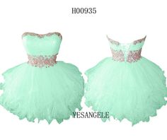 Cute Sweetheart Green Short Homecoming Dress 2014 by YESANGELE, $125.99 Mint Homecoming Dresses, Dresses Sweet 16, Prom Dress Short, Homecoming Dresses For Teens, Simple Homecoming Dresses, Fitted Prom Dresses, Strapless Prom Dress, Green Prom, Puffy Dresses