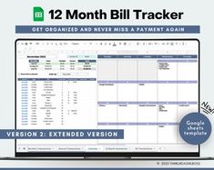 the 12 month bill tracker is displayed on a laptop screen with an ad for it