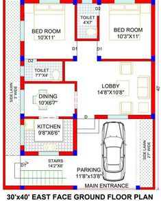 the floor plan for this house is very small and has three rooms on each side